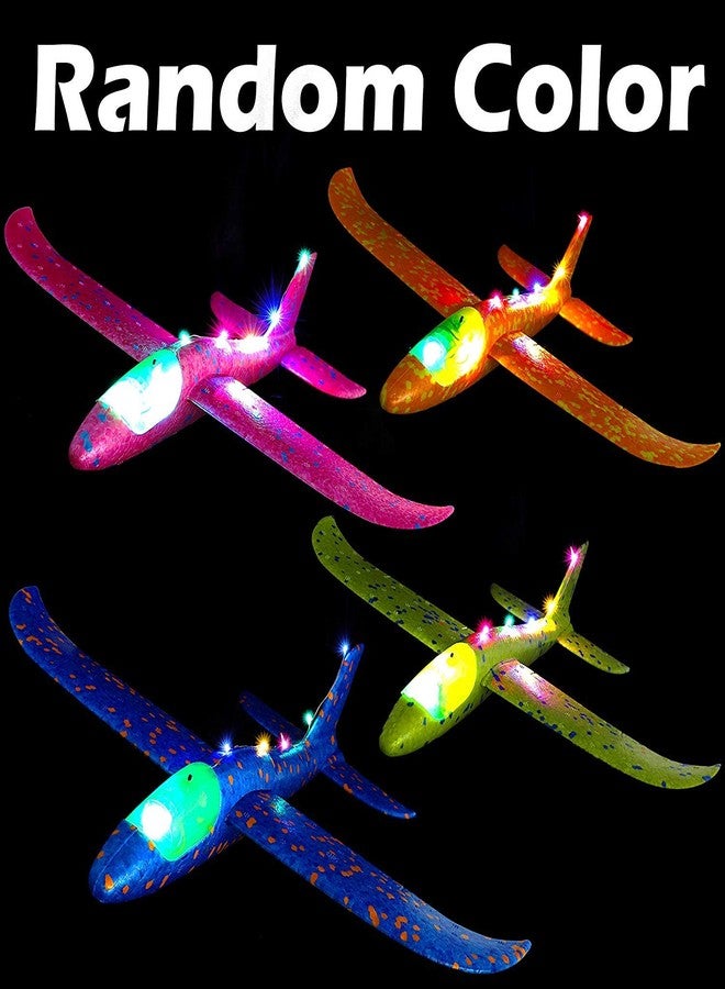 iChoice™ LED Light Airplane Toy Pack of 2-17.5" Large Throwing Foam Plane, Dual Flight Mode, Lighting Aeroplane Gliders Gifts for Kids for 3 to 8 Year Children's (Random Color Dispatched) - Image 2